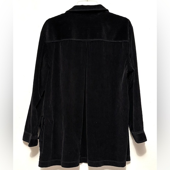 J. Jill Black Corduroy Button Up Long Sleeve Jacket Coat Medium - Picture 5 of 6